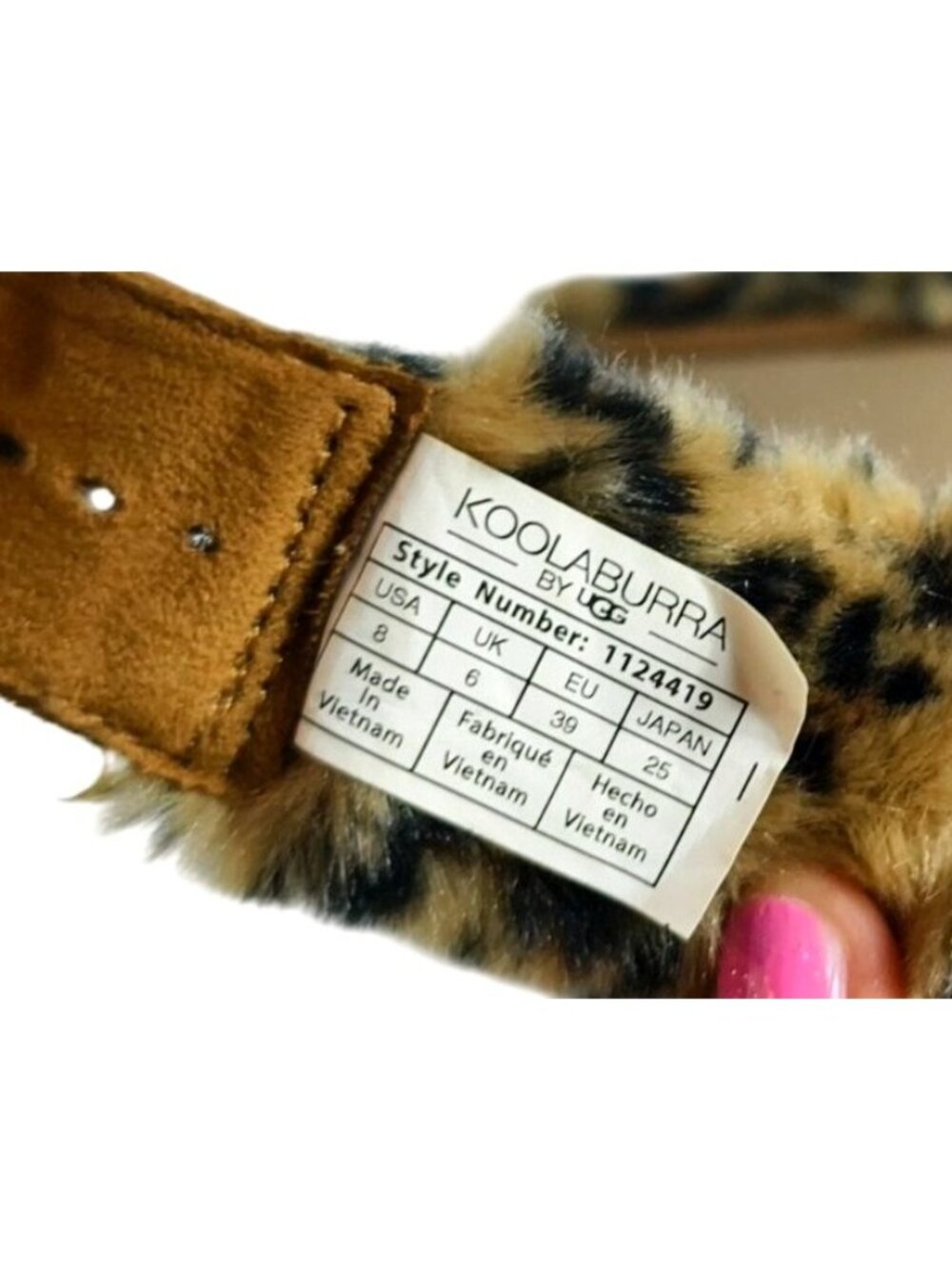 Koolaburra By UGG 8 Furr Ah Slides Sandals Faux Fur Leopard Print Adjust Buckle - Picture 4 of 9